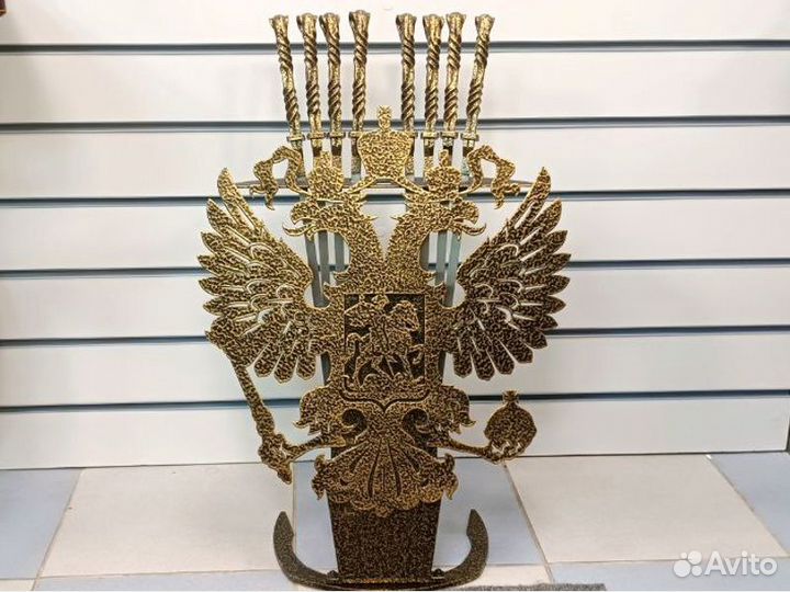 Шампура кованые в подставке Щит Шашлычный набор