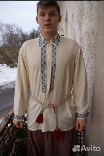 Старинная рубаха шелковая вышиванка