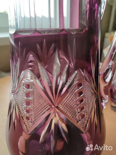 Кувшин, стакан, поднос марганцевое стекло СССР