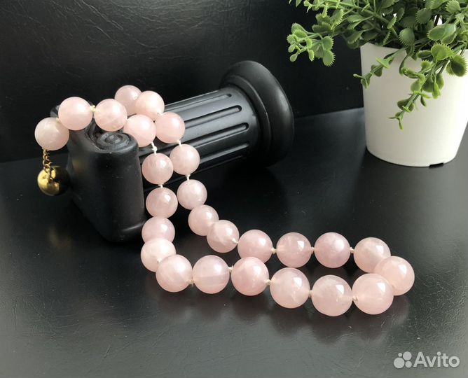 Бусы из розового кварца Винтаж
