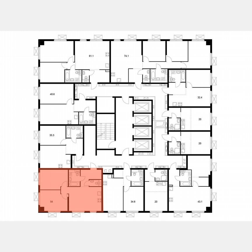 2-к. квартира, 51,7 м², 2/28 эт.