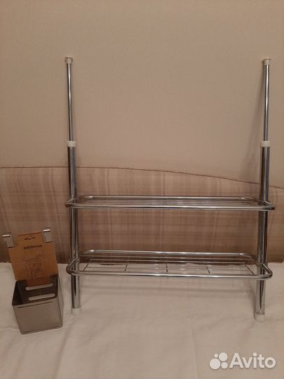 Полка на распорках, мет.стакан для кухни