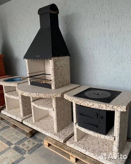 Модульный гриль комплекс, мангальная зона, зона ба