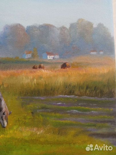 Картина маслом на холсте Деревня