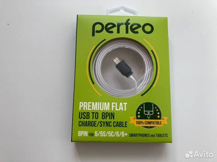 Кабель Perfeo USB-Lightning,белый, 1м (8pin)