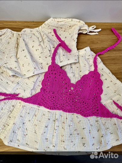 Летний вязаный топ для девочки