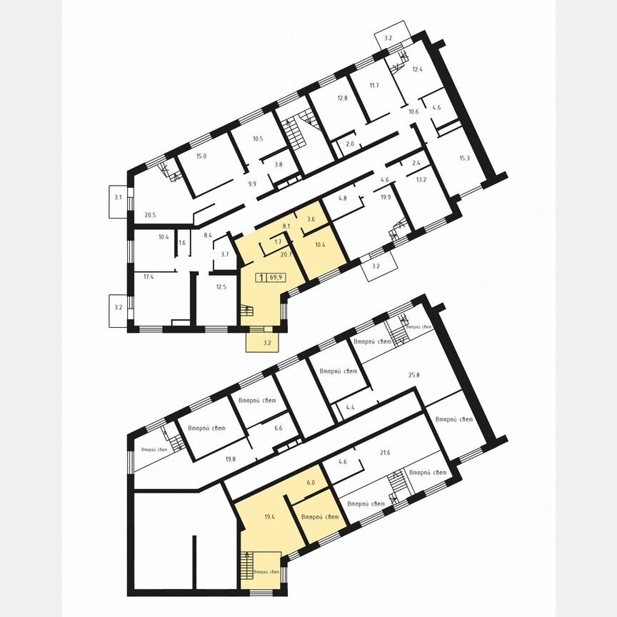 1-к. квартира, 69,9 м², 3/3 эт.