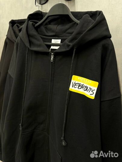 Зип худи Vetements hello my name is Оверсайз