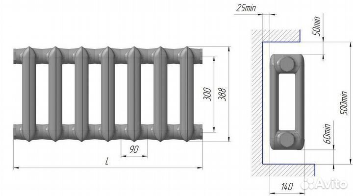 Радиаторы батареи отопления мс-140-300 комбат