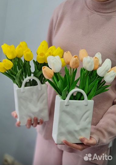 Тюльпаны из силикона, имитация живого цветка