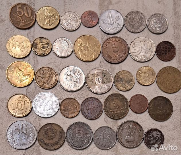 Лот 100 Монет Весь Мир, 5 континентов Без Повторов