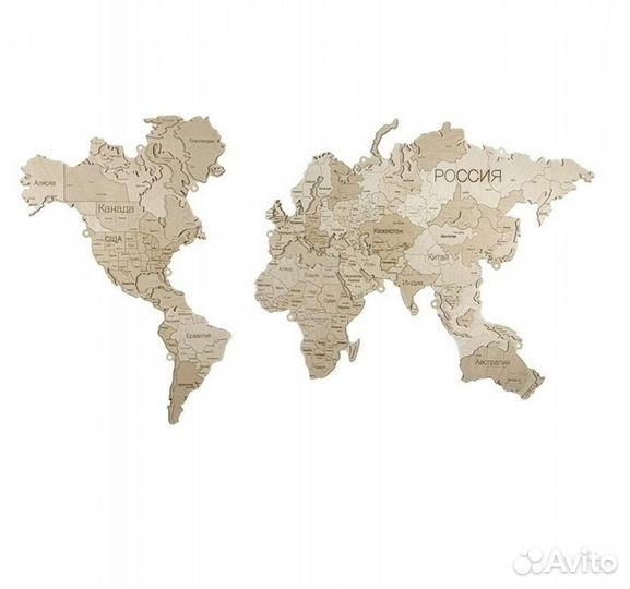 Карта мира из дерева на стену 85/160, декор