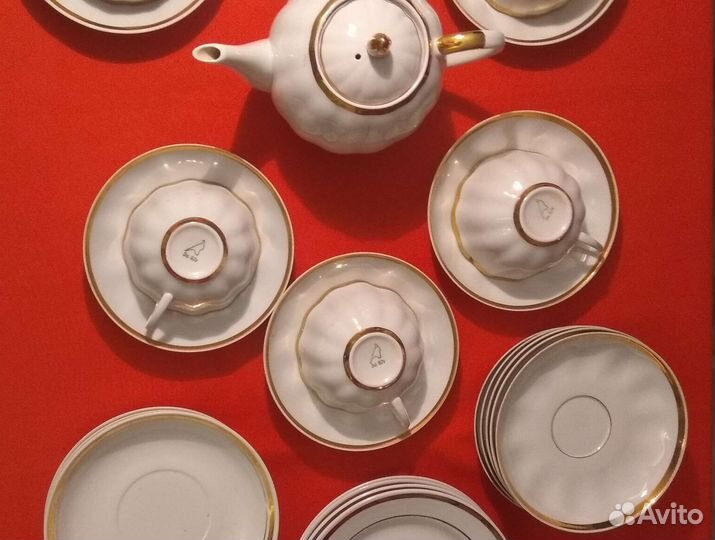 Сервиз чайный Дулево Московский с лентой 1987г