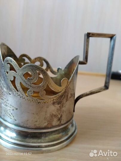 Подстаканник серебро СССР,875пр.с головой