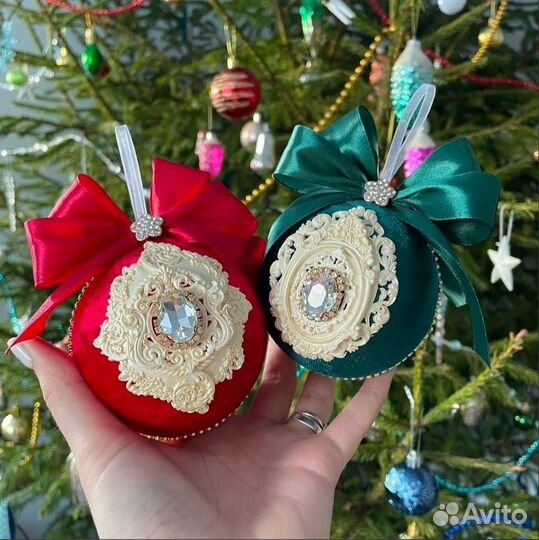 Бархатные шары для новогодней елки