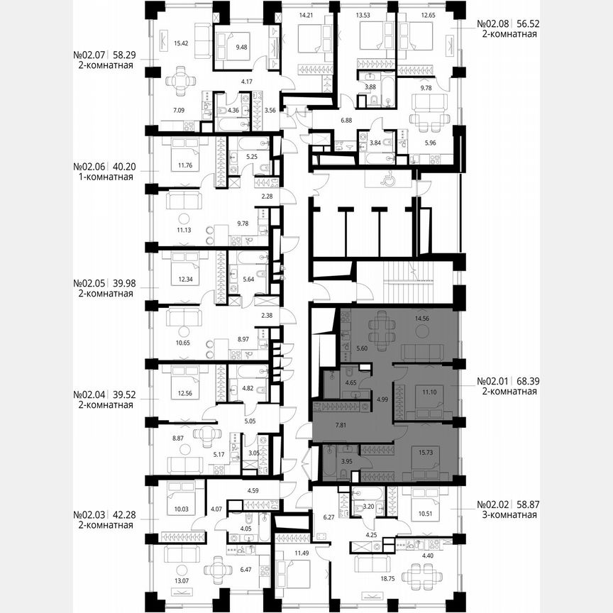2-к. квартира, 68,4 м², 2/27 эт.