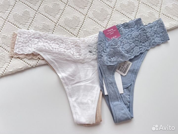 Трусы стринги кружевные с хлопком hm M, XL