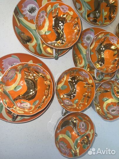 Сервиз чайный золотой олень СССР дулево