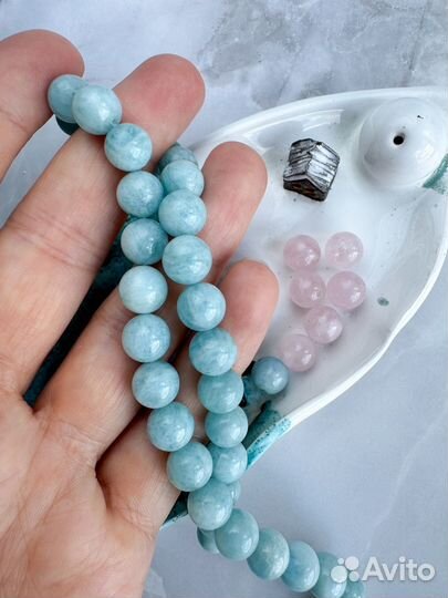 Аквамарин бусины 8 мм натуральный камень