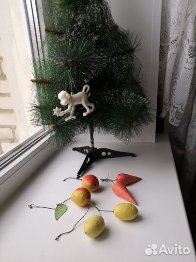Елочная игрушка ватная фрукты И овощи СССР