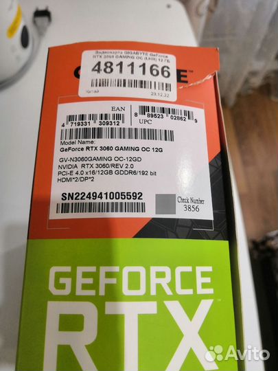 Видеокарта gigabyte GeForce rtx 3060 Gaming 12 гб