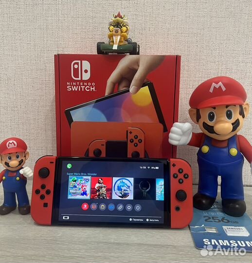 Nintendo Switch Oled Mario Red Прошитый 256