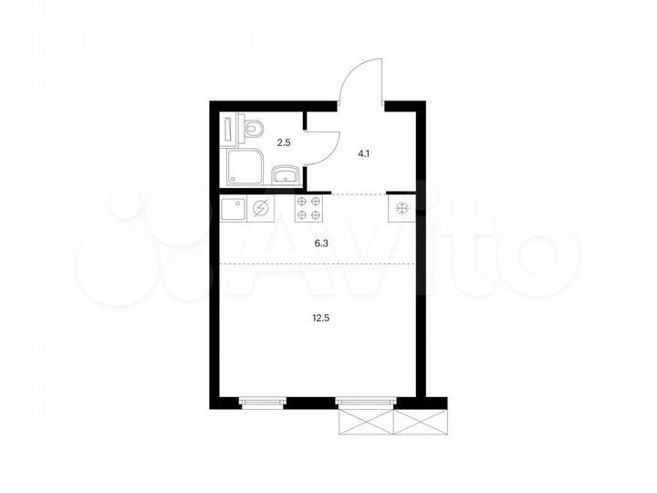 Квартира-студия, 25,4 м², 5/25 эт.