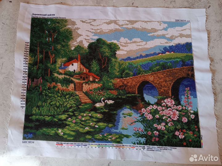 Картина бисером деревенский пейзаж