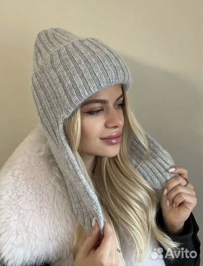 Шапка ушанка женская ангора новая
