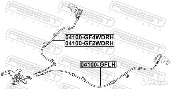 Трос ручного тормоза R 04100-GF2wdrh Febest