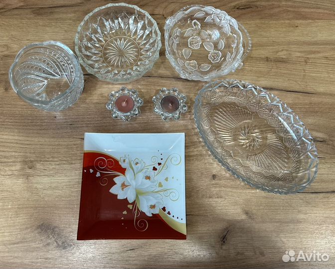 Ваза хрустальная, конфетница, салатник