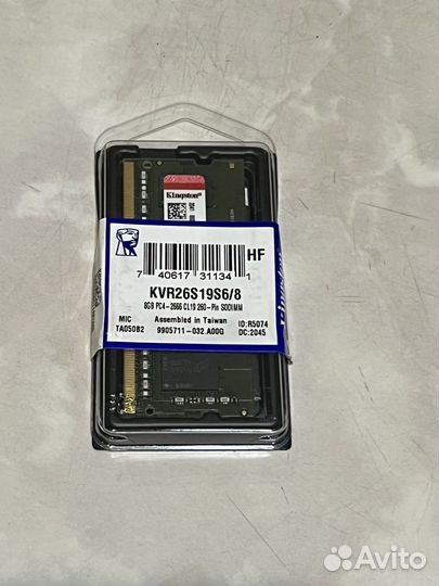 Память Kingston KVR26S19S6/8 DDR4 - 8гб