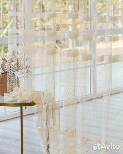 Тюль фрида айвори готовый на окна пошив