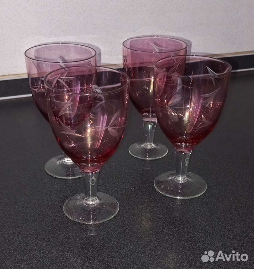 Цветное стекло СССР и Богемия Фужеры рюмки