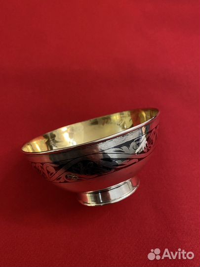 Серебряная кофеница, пиала, 875 пробы