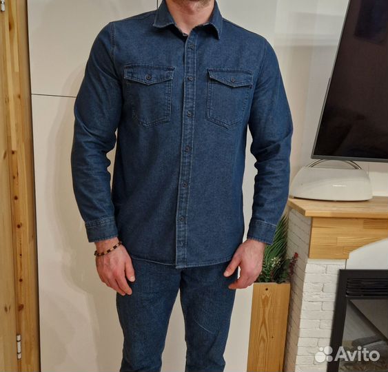 Рубашка мужская джинсовая новая L XL 52