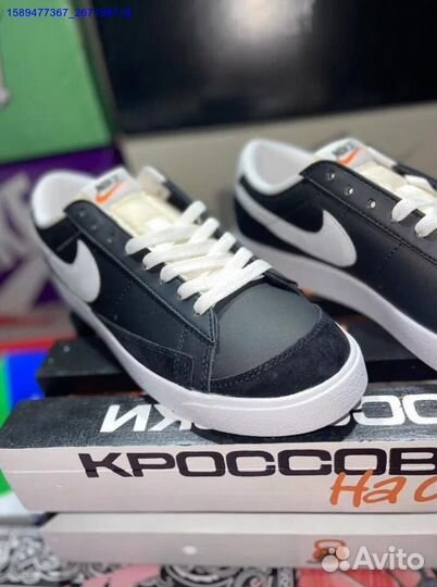 Nike Blazer Low Black White Swoosh (Арт.29189)