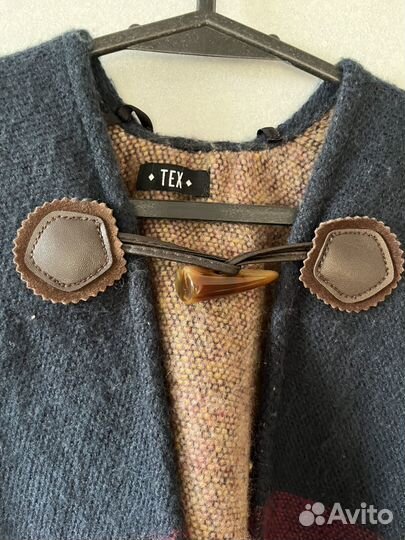 Винтажное пончо шерсть, рог