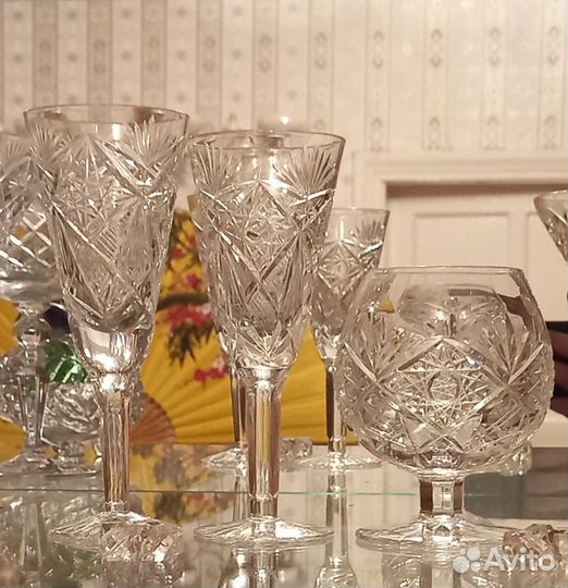 Набор из хрусталя, хрусталь, салатница бокалы СССР