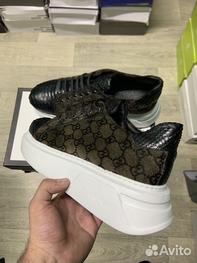 Мужские кроссовки gucci 41-42размер натур-ый питон