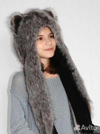 Шапка меховая волк