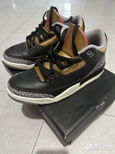 Кроссовки nike air jordan 3 retro Black gold