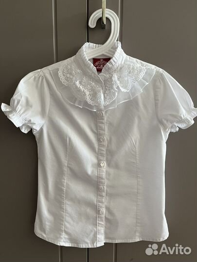 Блузка с коротким рукавом школьная 128