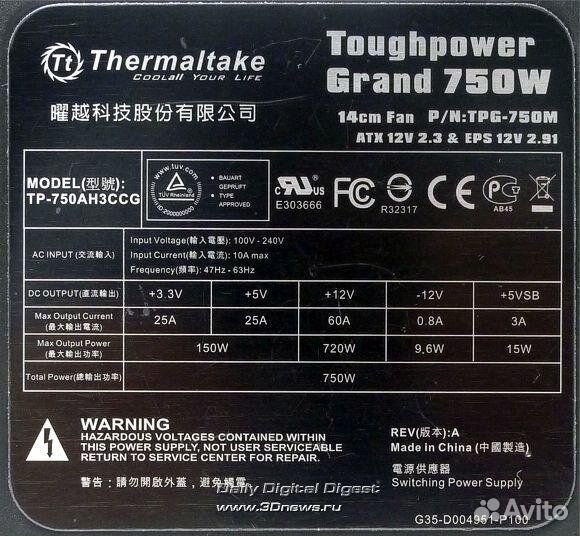 Блок питания Thermaltake Toughpower Grand 750W