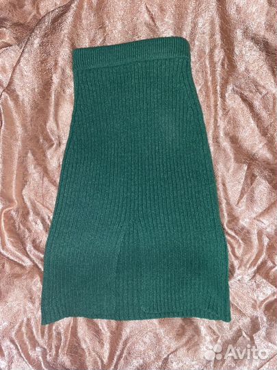 Свитер+юбка вязаные зеленые