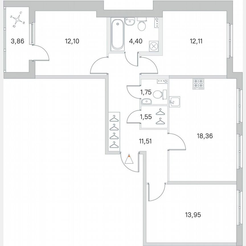3-к. квартира, 77,7 м², 1/4 эт.