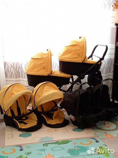 Коляска для двойни или погодок bebetto 42, 3 в 1