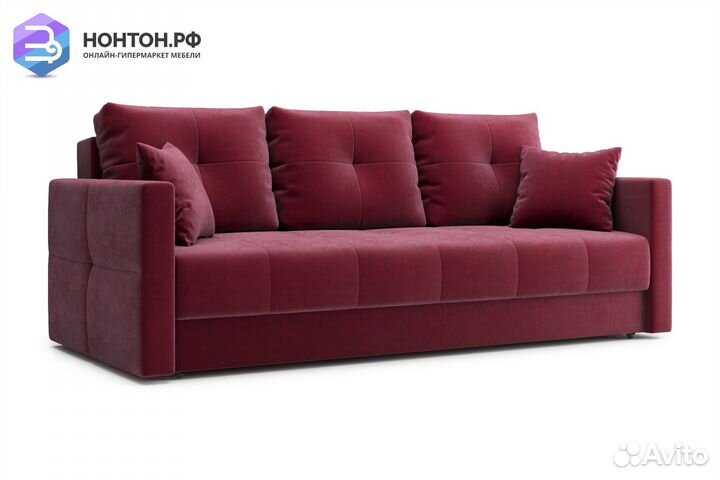 Диван еврокнижка Вита 3-х местный бордовый