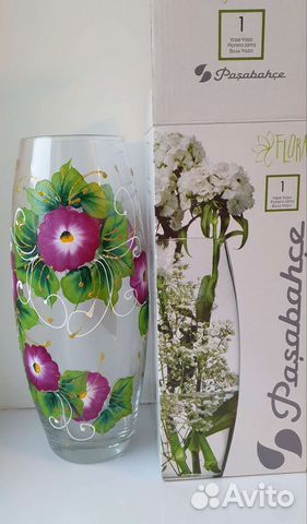 Ваза стеклянная с росписью