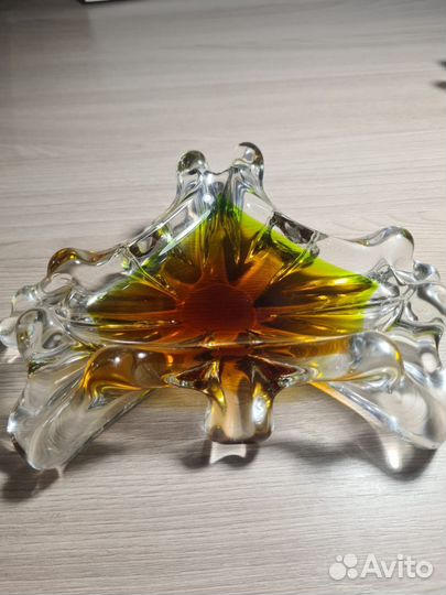 Пепельница чешское стекло